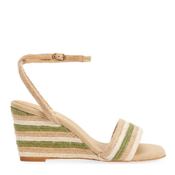 Jeffery Campbell Women's Sailboat Wedge Jute Sandals, Tan/Green, Size 9, NWT - Picture 7 of 13